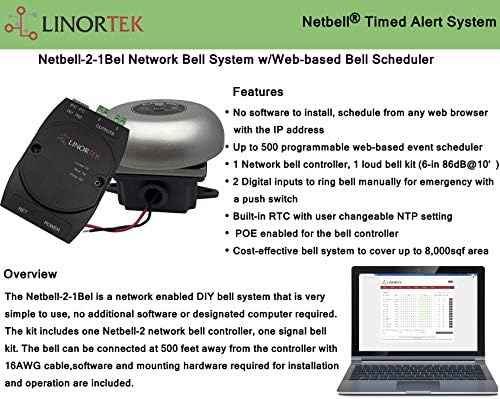 NetBell-2-1bel TCP/IP בית ספר אוטומטי רם | מערכת פעמון אזעקה של Office Break